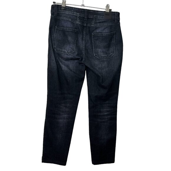 CLOSED Francesca Moto Cropped Jeans Women’s Size 24 Black Denim Altered Hem - Picture 7 of 14